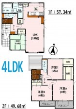 熊本市南区田井島、新築一戸建ての間取り画像です