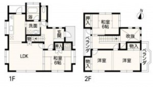 熊本市南区土河原町、中古一戸建ての間取り画像です