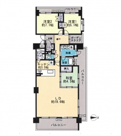 熊本市北区楡木、マンションの間取り画像です