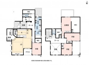 熊本市南区田井島、中古一戸建ての間取り画像です