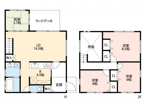 熊本市北区清水、中古一戸建ての間取り画像です