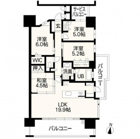 熊本市中央区神水本町、マンションの間取り画像です