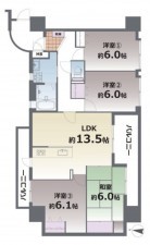 熊本市中央区練兵町、マンションの間取り画像です