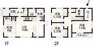 熊本市東区小山、中古一戸建ての間取り画像です