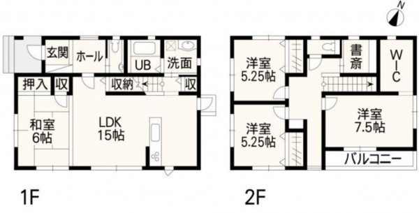 熊本市東区小山、中古一戸建ての間取り画像です