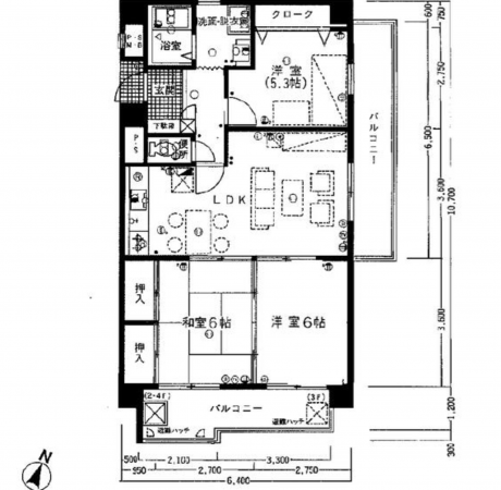 熊本市中央区新大江、マンションの間取り画像です