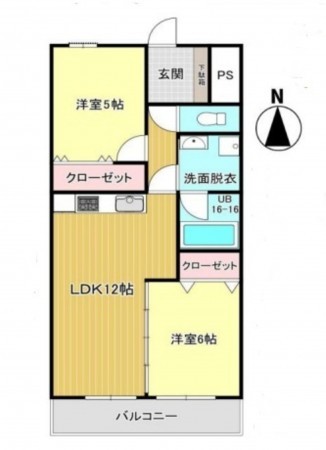 熊本市中央区九品寺、マンションの間取り画像です