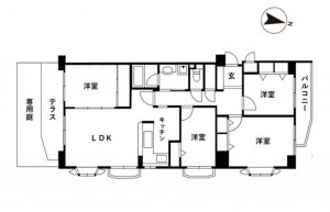 熊本市中央区水前寺、マンションの間取り画像です