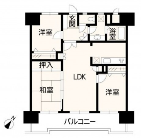 熊本市東区月出、マンションの間取り画像です