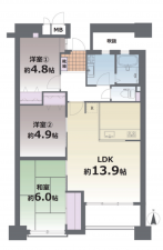 熊本市中央区新町、マンションの間取り画像です
