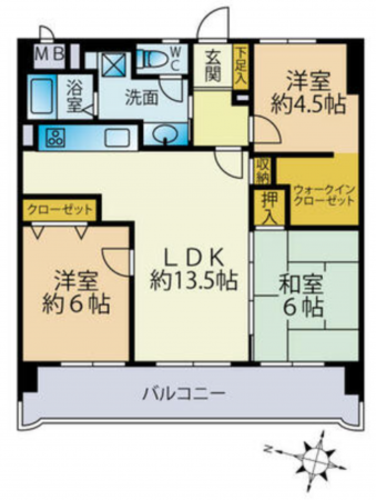 熊本市中央区渡鹿、マンションの間取り画像です