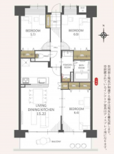熊本市東区神園、マンションの間取り画像です