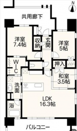 熊本市中央区水前寺公園、マンションの間取り画像です