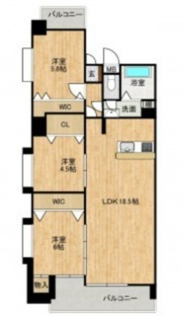熊本市中央区水前寺、マンションの間取り画像です