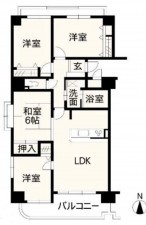 熊本市南区出仲間、マンションの間取り画像です