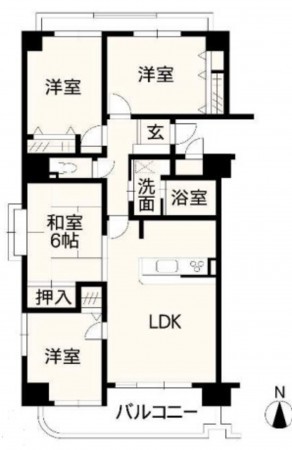 熊本市南区出仲間、マンションの間取り画像です