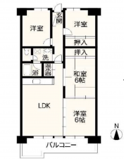 熊本市南区日吉、マンションの間取り画像です