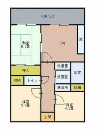 熊本市中央区京町、マンションの間取り画像です