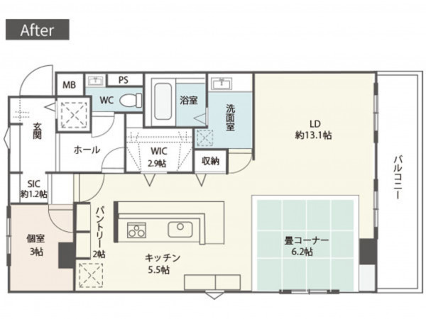 熊本市中央区新屋敷、マンションの間取り画像です