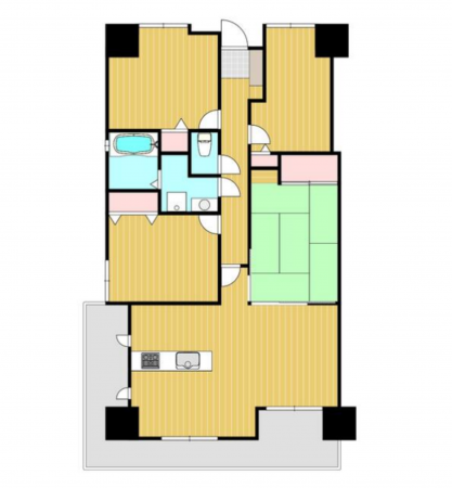 熊本市中央区新大江、マンションの間取り画像です