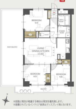 熊本市中央区迎町、マンションの間取り画像です