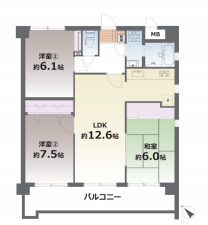 熊本市中央区新屋敷、マンションの間取り画像です