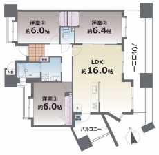 熊本市中央区新町、マンションの間取り画像です