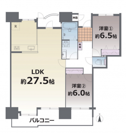 熊本市南区田井島、マンションの間取り画像です