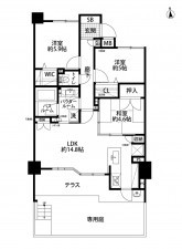 熊本市中央区京町、マンションの間取り画像です