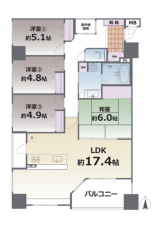 熊本市中央区新町、マンションの間取り画像です