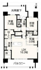 熊本市中央区水前寺公園、マンションの間取り画像です