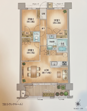 熊本市東区月出、マンションの間取り画像です