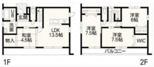 熊本市南区野田、中古一戸建ての間取り画像です