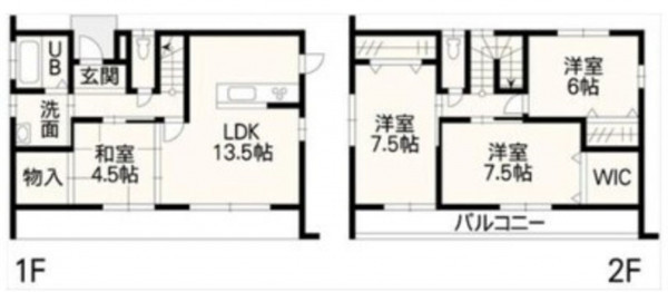 熊本市南区野田、中古一戸建ての間取り画像です