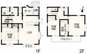 熊本市東区小峯、中古一戸建ての間取り画像です