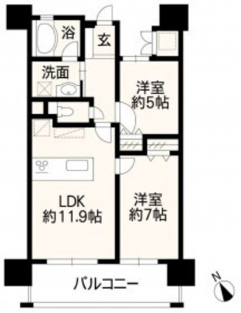 熊本市中央区呉服町、マンションの間取り画像です