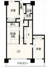 熊本市東区長嶺東、マンションの間取り画像です