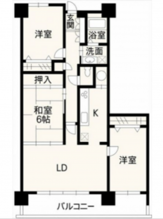 熊本市東区長嶺東、マンションの間取り画像です