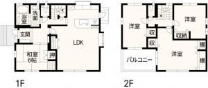 熊本市東区神園、中古一戸建ての間取り画像です