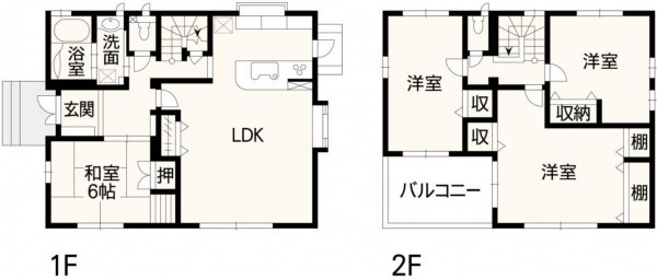 熊本市東区神園、中古一戸建ての間取り画像です