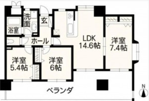 熊本市南区日吉、マンションの間取り画像です