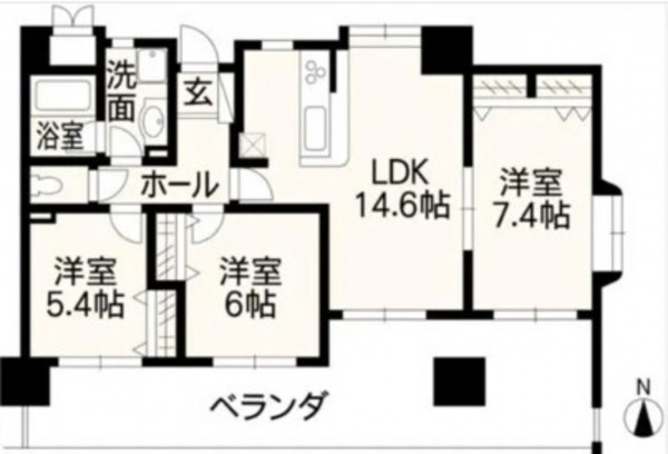 熊本市南区日吉、マンションの間取り画像です