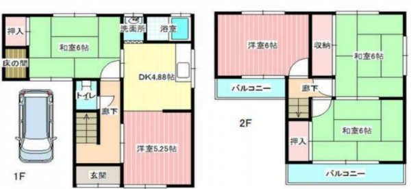 岸和田市松風町、中古一戸建ての間取り画像です