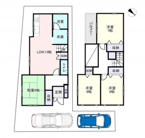 岸和田市磯上町、中古一戸建ての間取り画像です