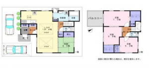 岸和田市上野町東、中古一戸建ての間取り画像です