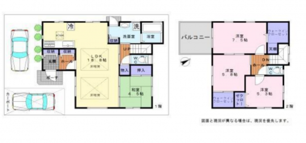 岸和田市上野町東、中古一戸建ての間取り画像です