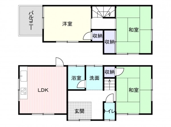 岸和田市南町、中古一戸建ての間取り画像です