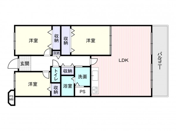 岸和田市下野町、マンションの間取り画像です