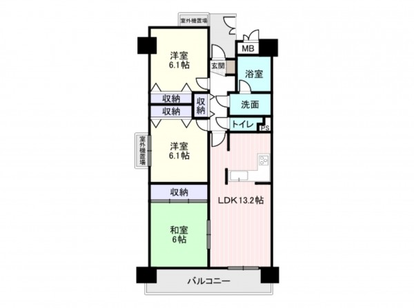 岸和田市加守町、マンションの間取り画像です