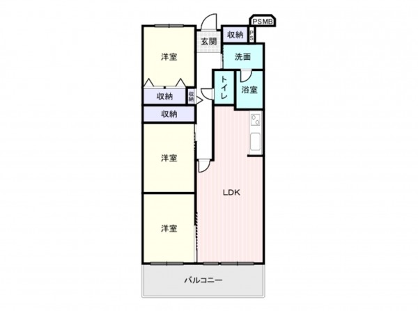 岸和田市下野町、マンションの間取り画像です